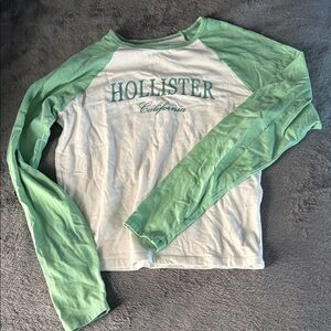 Hollister Mint Green and White Raglan Tee